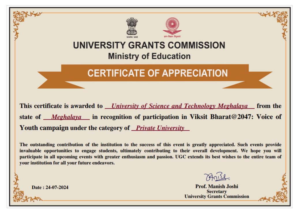 ugc-appreciates-ustm-for-its-contribution-to-viksit-bharat-youth-campaign